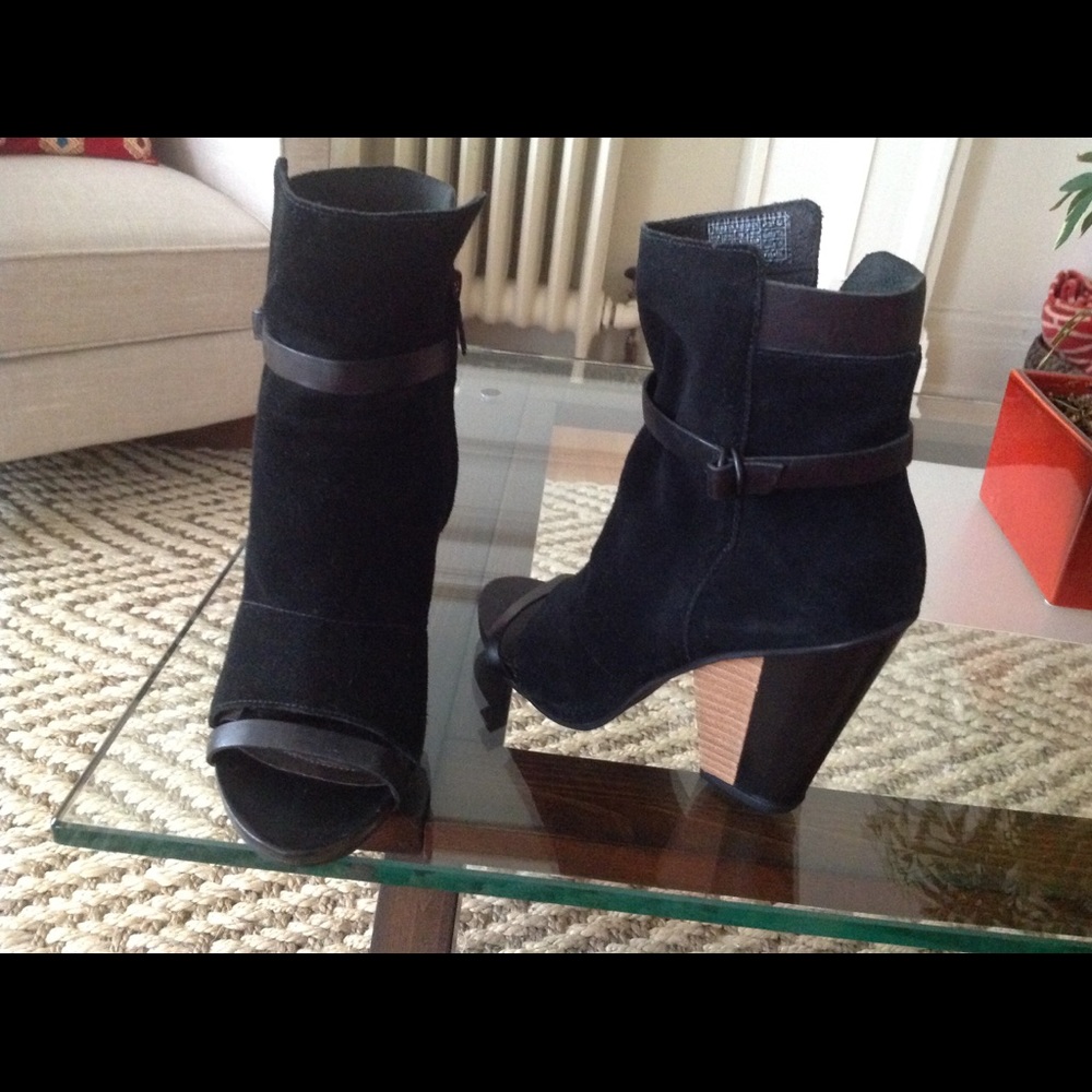 TSUBO Sevan Peep Open Toe Suede Ankle Boots